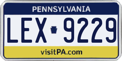 PA license plate LEX9229