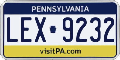 PA license plate LEX9232