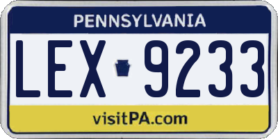 PA license plate LEX9233