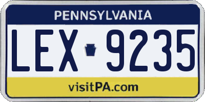 PA license plate LEX9235