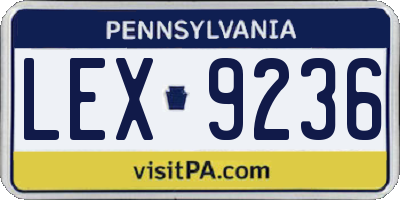 PA license plate LEX9236