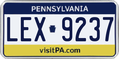 PA license plate LEX9237