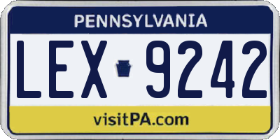 PA license plate LEX9242