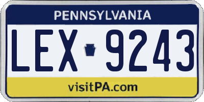 PA license plate LEX9243