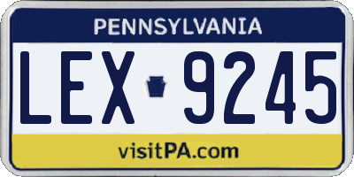 PA license plate LEX9245