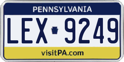 PA license plate LEX9249