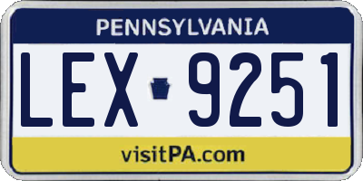 PA license plate LEX9251