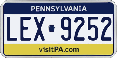 PA license plate LEX9252