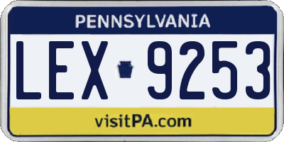 PA license plate LEX9253