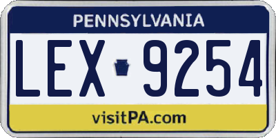 PA license plate LEX9254