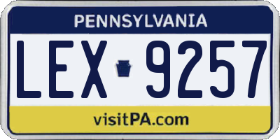 PA license plate LEX9257