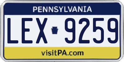 PA license plate LEX9259