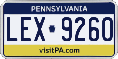 PA license plate LEX9260
