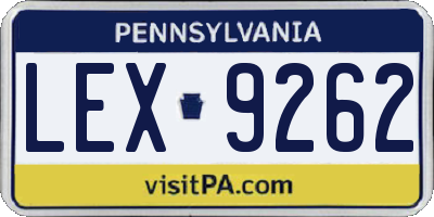 PA license plate LEX9262