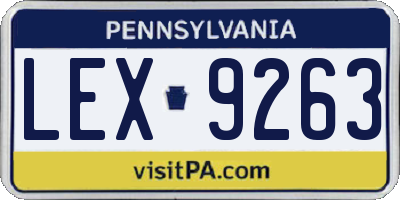 PA license plate LEX9263