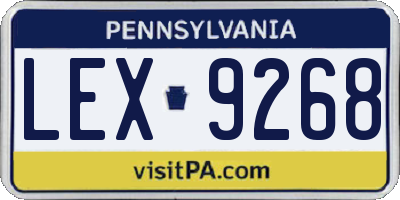 PA license plate LEX9268