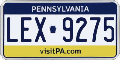 PA license plate LEX9275