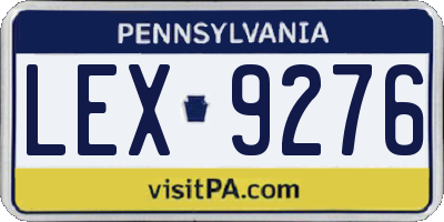 PA license plate LEX9276