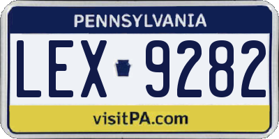 PA license plate LEX9282