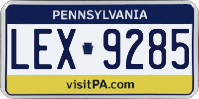 PA license plate LEX9285
