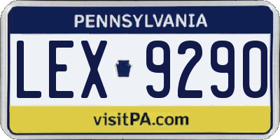PA license plate LEX9290