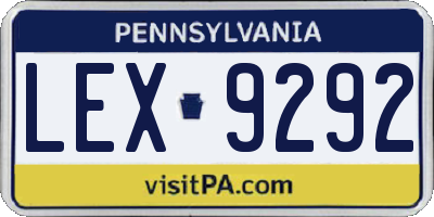 PA license plate LEX9292