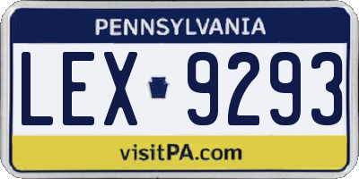 PA license plate LEX9293