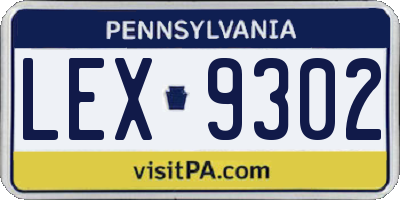 PA license plate LEX9302