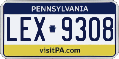 PA license plate LEX9308