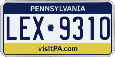 PA license plate LEX9310
