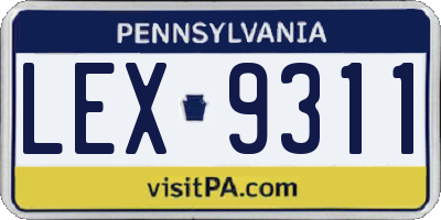 PA license plate LEX9311