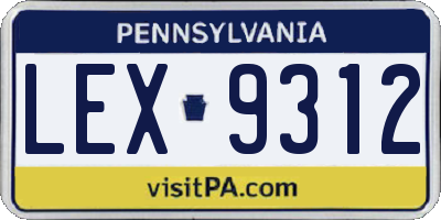 PA license plate LEX9312