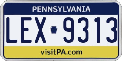 PA license plate LEX9313