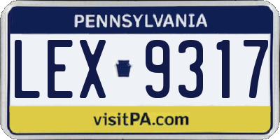 PA license plate LEX9317