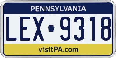 PA license plate LEX9318