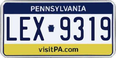 PA license plate LEX9319