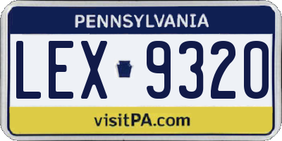 PA license plate LEX9320