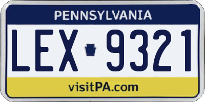 PA license plate LEX9321