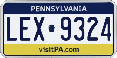 PA license plate LEX9324