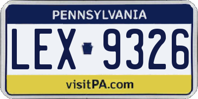 PA license plate LEX9326