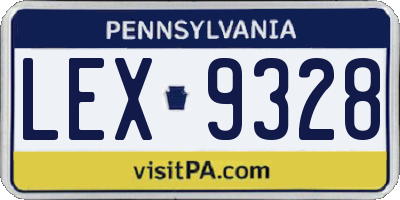 PA license plate LEX9328