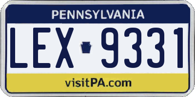 PA license plate LEX9331