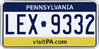 PA license plate LEX9332