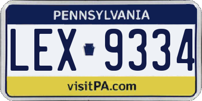 PA license plate LEX9334
