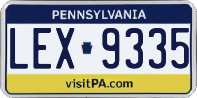 PA license plate LEX9335