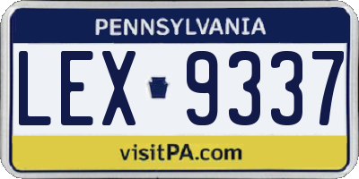 PA license plate LEX9337