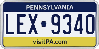 PA license plate LEX9340