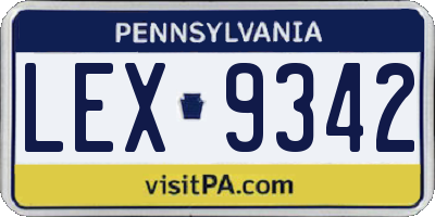 PA license plate LEX9342