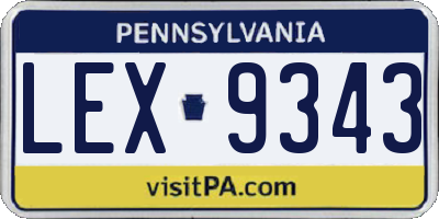 PA license plate LEX9343