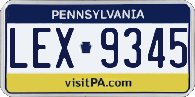 PA license plate LEX9345